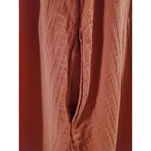 Old Navy Crinkle Gauze Flutter Sleeve Mini Swing Dress 2X Burnt Orange Pockets - Picture 8 of 12